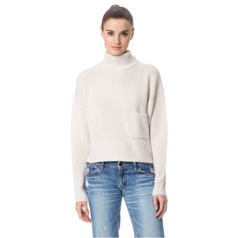 360 Cashmere Isilda Beige‎ Turtleneck Sweater Women’s Small Ribbed Knit Pocket